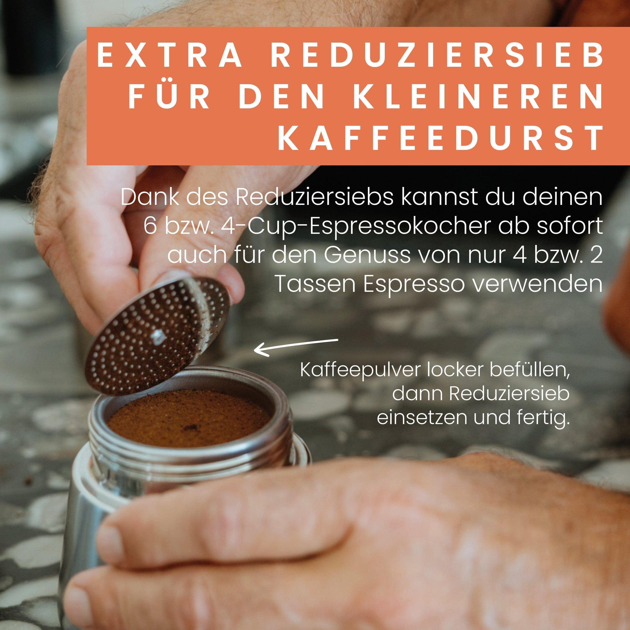 Edelstahl Espressokocher | Induktion – 4 Tassen (200 ml) – mit schwarzem Griff
