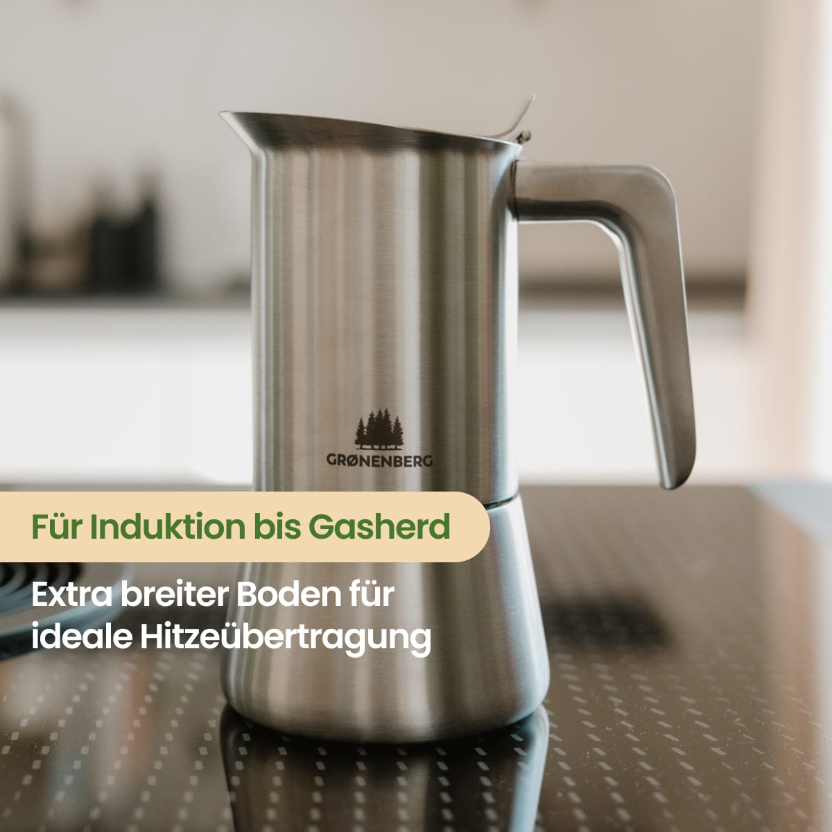 Edelstahl Espressokocher 6 Tassen (300 ml) | Induktion | Mit und ohne Motiv