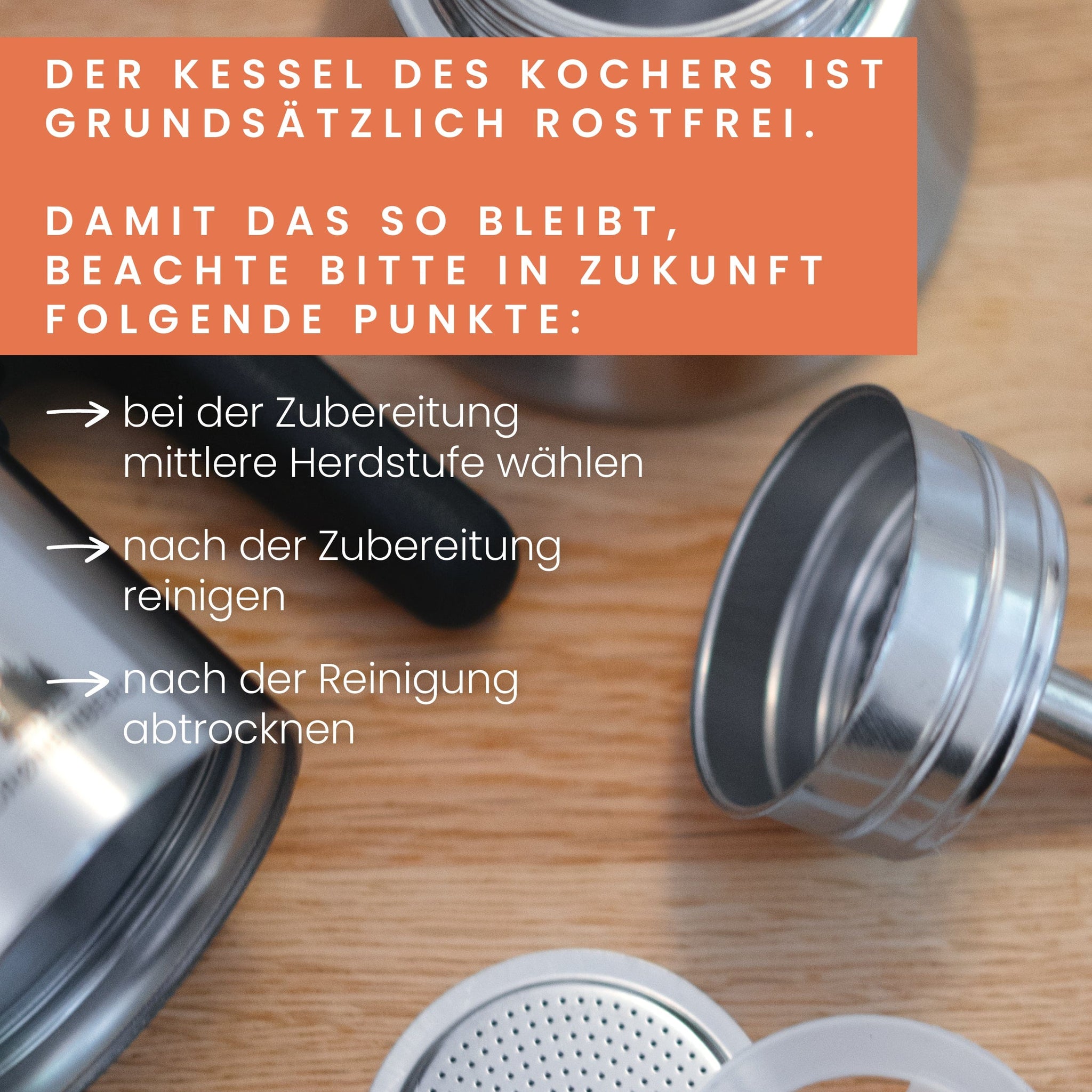 Edelstahl Espressokocher | Induktion – 4 Tassen (200 ml) – mit schwarzem Griff