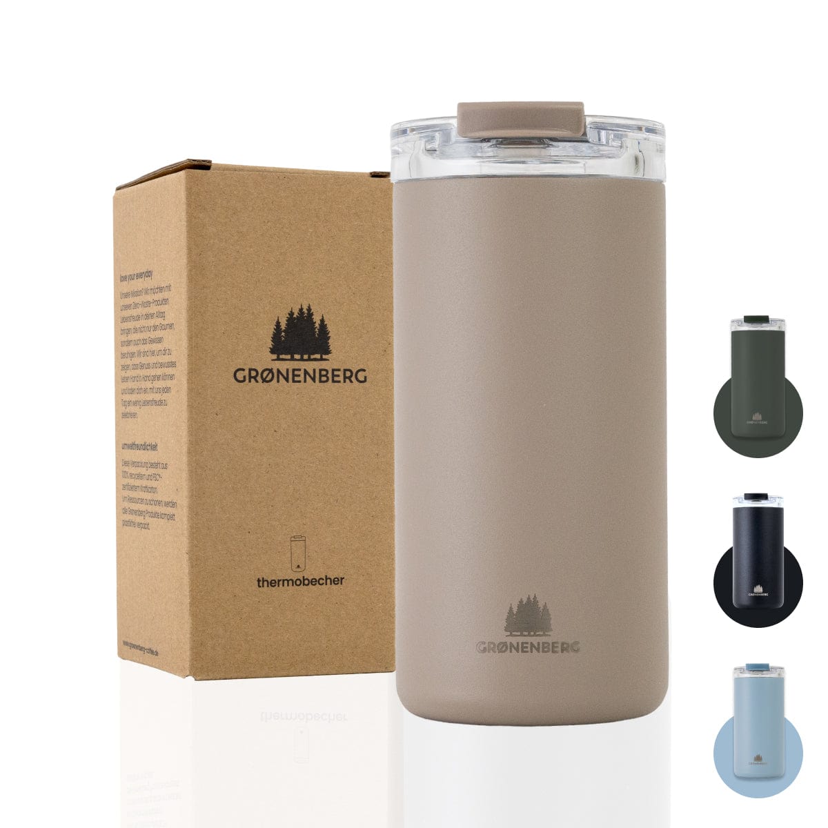 Grønenberg Thermobecher 473ml | Kaffeebecher to go aus recyceltem Edelstahl | 100% Auslaufsicher