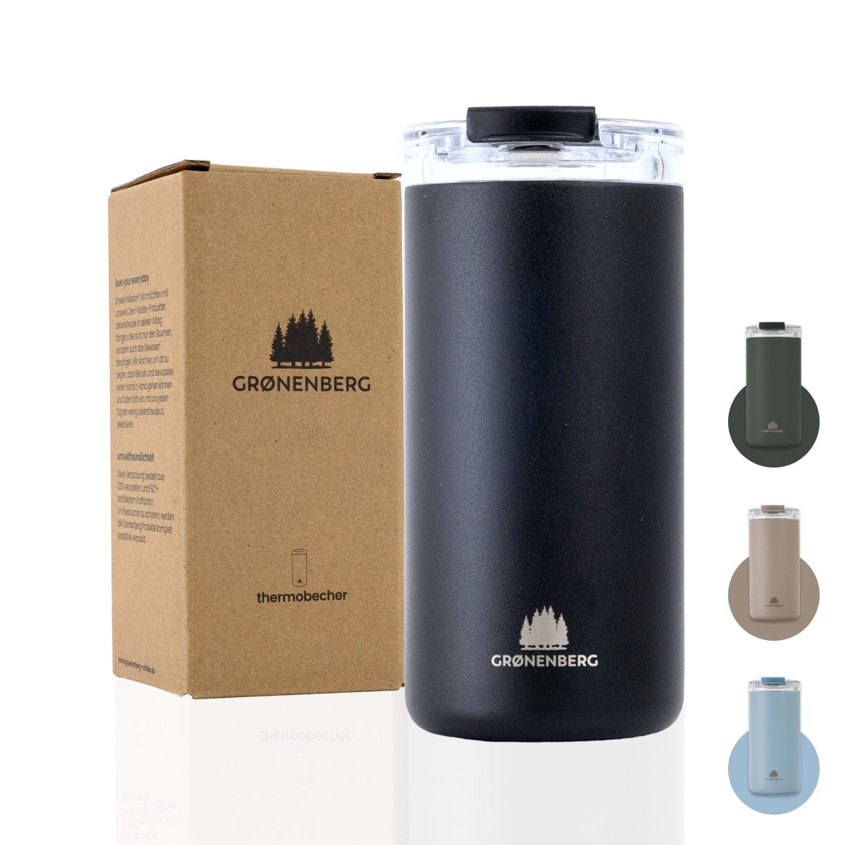 Grønenberg Thermobecher 473ml | Kaffeebecher to go aus recyceltem Edelstahl | 100% Auslaufsicher